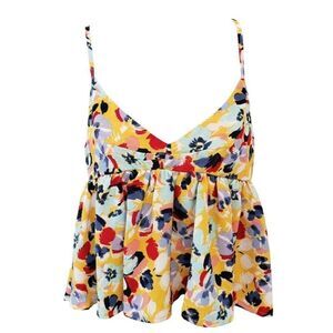 BCBG Generation Babydoll Cami Blouse‎ Top Women's MEDIUM Yellow Blue Purple NEW